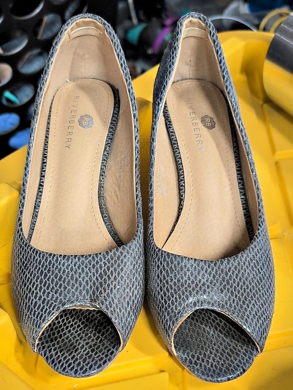 Gray Peep Toe Heels